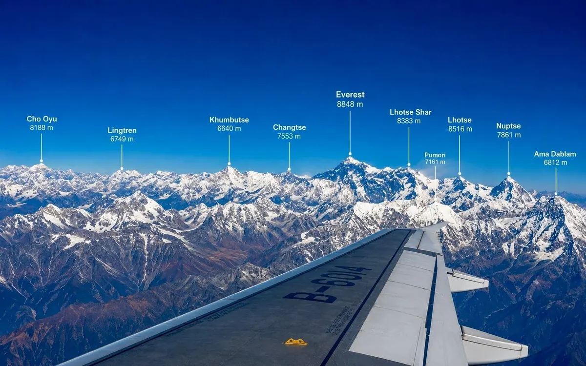 A scenic flight from Kathmandu along the Himalaya